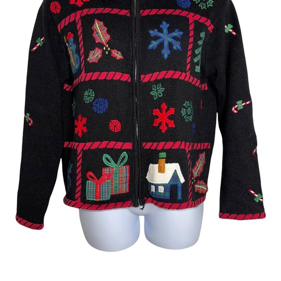 Design Studios Original Vintage Colorful Cute Bears Stockings Cardigan Sweater L - Picture 3 of 9